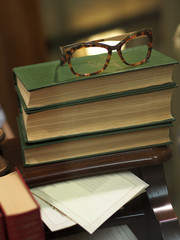 Glasses on book