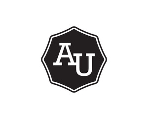 AU retro initial monogram letter logo. vintage label typography.