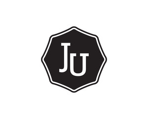 JU retro initial monogram letter logo. vintage label typography.