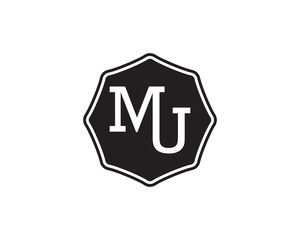 MU retro initial monogram letter logo. vintage label typography.