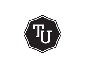TU retro initial monogram letter logo. vintage label typography.