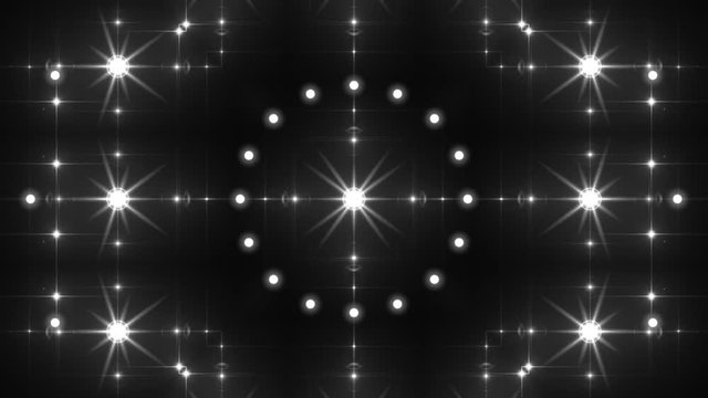black and white abstract background, kaleidoscope light, loop