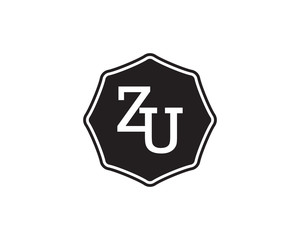 ZU retro initial monogram letter logo. vintage label typography.