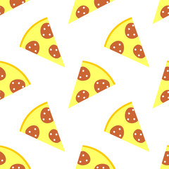 Seamless vector pattern with pizza on the white background. Series of Food and Drink Seamless Patterns.
