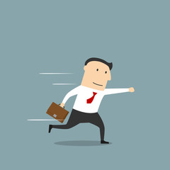 Businessman running in hurry to work