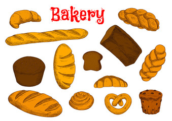 Healthy bakery and pastry sketches