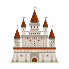 Medieval fortified castle of king or lord symbol © Vector Tradition