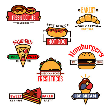 Thin linear symbols for fast food or bakery design