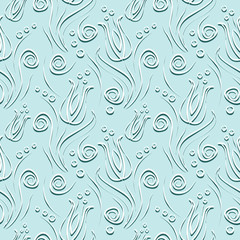 Seamless vector floral pattern. Decorative ornamental pastel blue background with flowers, leaves and decorative elements. Series of Floral Seamless Patterns