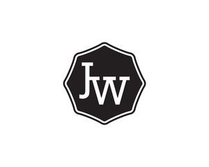 JW retro initial monogram letter logo. vintage label typography.