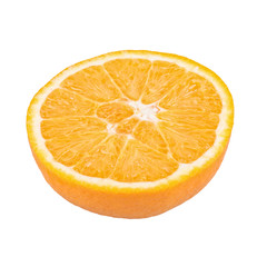 Cut orange on a white background