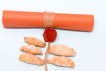 pastries along with a letter