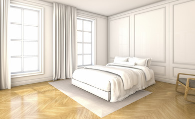 3d rendering bright and beautiful bedroom in the afternoon