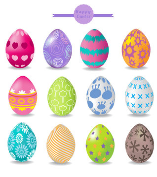 set of color easter eggs. vector illustration