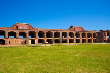 Fototapeta premium Standing on the moat which surrounds Fort Jefferson Civil War Fort and a prison for confederate soldiers