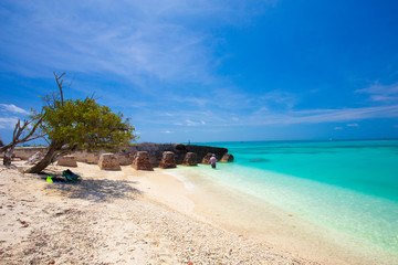 The crystal clear waters of the Gulf of Mexico surround Civil War Historic Fort Jefferson in the Dry Tortugas