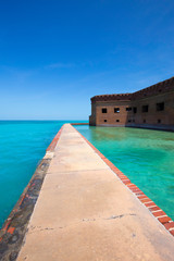 The crystal clear waters of the Gulf of Mexico surround Civil War Historic Fort Jefferson in the Dry Tortugas makes a great place for swimming and snorkeling