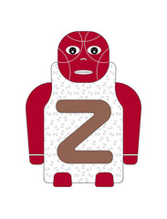 CARTOON CHARACTER OF LETTER Z, ALPHABETICAL CHILD'S NAME Z, LETTER Z