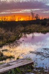 Fototapeta na wymiar colorful rural sunset scene in late autumn