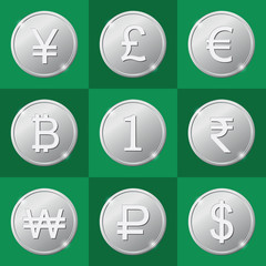 Coin icons set