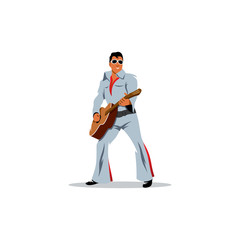 Musician artist with a guitar. Vector Illustration. - 108184986