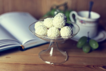 flower on the book and tea