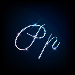 Naklejka premium Sparkling diamond gemstone strass thread letter P
