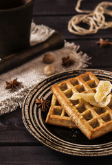 Ginger waffles with honey and spices 