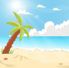 Fototapeta na wymiar illustration of a tropical island with palm trees