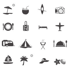 travel and summer beach icon set