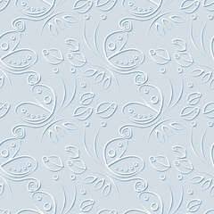 Seamless floral vector pattern with insect. Decorative pastel blue background with butterflies, roses and decorative elements . Series of Animals and Insects Seamless Patterns.