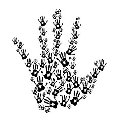 hands print in hand line 