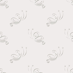 Seamless vector pattern with insect. Decorative gray background with butterflies . Series of Animals and Insects Seamless Patterns.