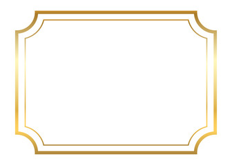 Gold frame. Beautiful simple golden design. Vintage style decorative border, isolated on white background. Deco elegant art object. Empty copy space for decoration, photo, banner. Vector illustration.