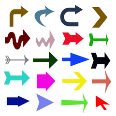 Silhouettes of arrows on a white background