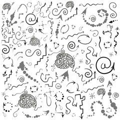 Variety of arrows on white background.