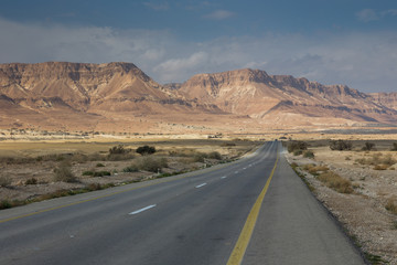 Picturesque landscape scene above road