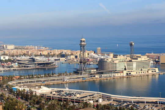 Port Vell Aerial Tramway in Barcelona, Spain