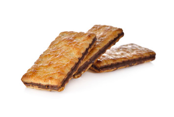 butter coconuts biscuits cocoa topped on white background