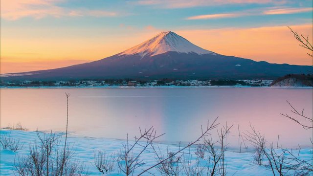 4K Timelapse Sunrise of mt. Fuji, Japan