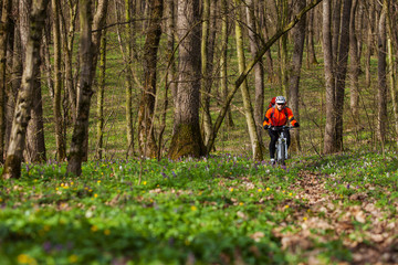 Mountain Bike cyclist riding single track