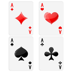 Playing cards. Ace of spades, clubs, hearts, diamonds. Card suits