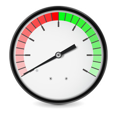 Measuring dial. Green red semi-circle scale