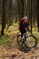 Fototapeta premium Rider in action at Freestyle Mountain Bike Session