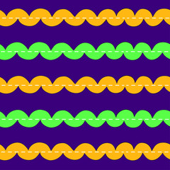 Vector stitched pattern of straight ribbons of green and yellow