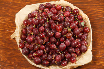 Gooseberry on a wooden table 