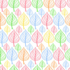 Fototapeta na wymiar Vertical pattern of small and large leaves seamless background of green leaves vector illustration