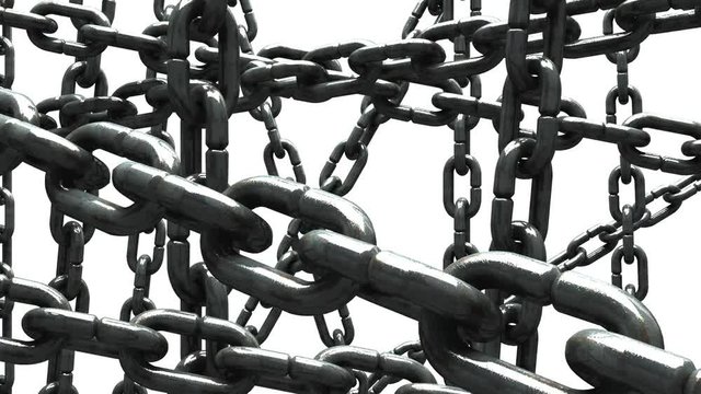 Old Chains Abstract On White Background.
