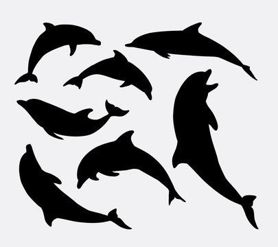 Dolphin fish animal silhouette. Good use for symbol, logo, mascot, web icon, sticker design, sign, or any design you want. Easy to use.