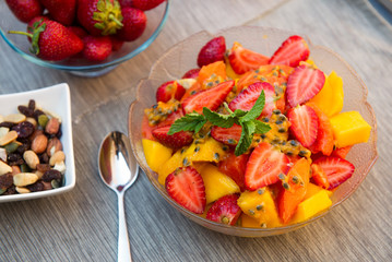 Raw vegeterian plate of fruit mix